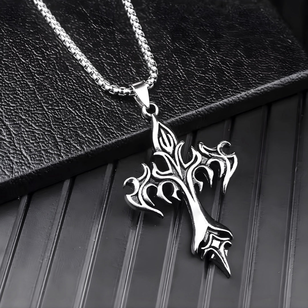 Cruz de Fuego – Cadena de Acero Inoxidable