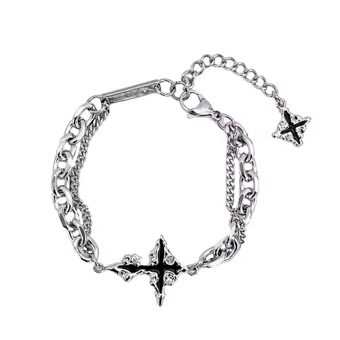 Cruz Quebrada – Pulsera de Acero Inoxidable