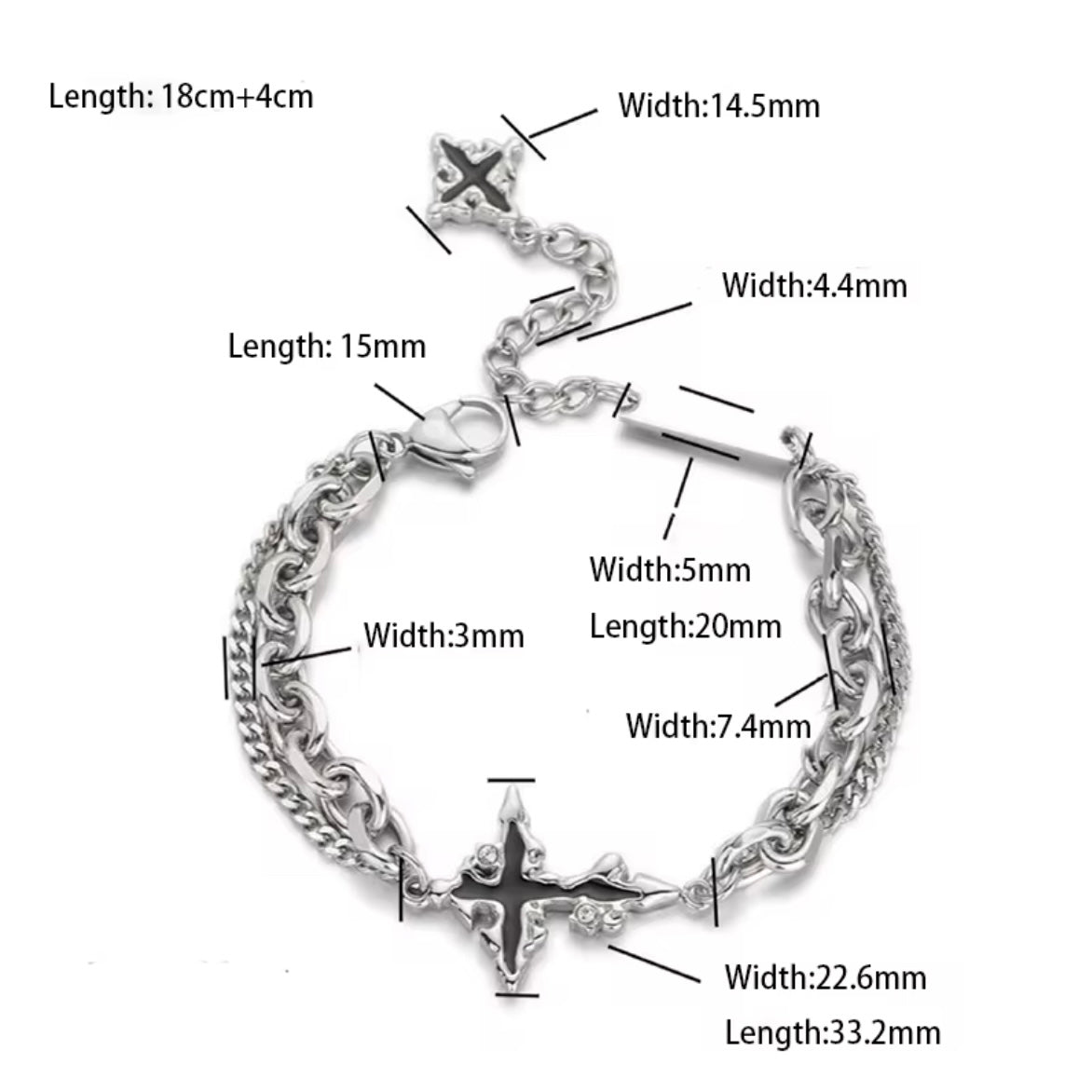 Cruz Quebrada – Pulsera de Acero Inoxidable