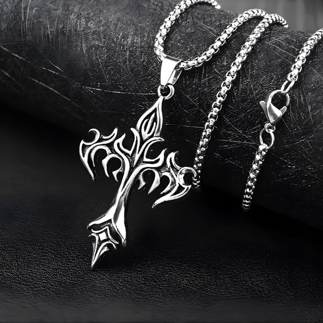 Cruz de Fuego – Cadena de Acero Inoxidable