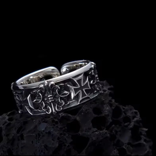 Cruz Templaria – Anillo de Acero Inoxidable Ajustable